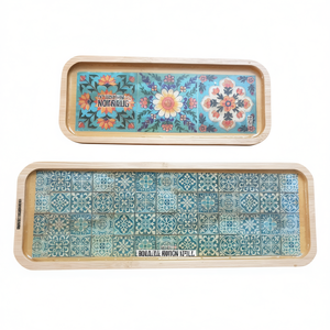 ถาดไม้พิมพ์ลายทำมือ สำหรับเสิร์ฟชา กาแฟ ขนม หรืออาหารเช้า - ถาดพรีเมียม - Product Image 3