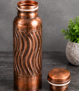 ขวดน้ำทองแดงแท้ CopperSmith Vortex ลายริ้วละเอียดแบบโบราณ ป้องกันการรั่วซึม ดีไซน์เรียบง่าย วัสดุทองแดงบริสุทธิ์ - Product Image 1