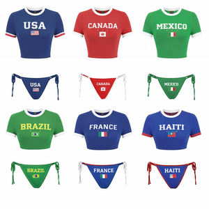 Conjunto de Bikini Personalizado para Mujer, Estampado con la Bandera Nacional de la Copa Mundial de Fútbol, Dos Piezas, Ropa de Playa para Fanáticas del Fútbol - Product Image 3