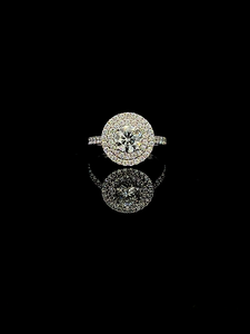 Infinite Love 1.50CT Round <b>Solitaire</b> CVD Diamond Engagement <b>Ring</b> with CVD lab Side Diamonds Double Halo Design <b>Ring</b> - Product Image 1