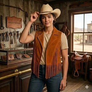 Boho Suede Fringe Leather <b>Jacket</b> Men Beaded <b>Star</b> Western Waistcoat Vintage Inspired Streetwear Fur Festival Concert Outfit - Product Image 1