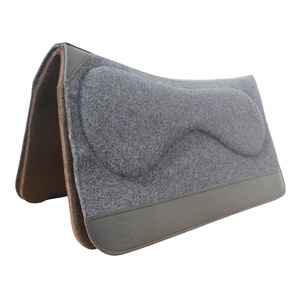 Tapis de selle western en feutre de laine profilé en cuir premium, fond en feutre absorbant les chocs, respirant, pour l'entraînement équestre - Product Image 3