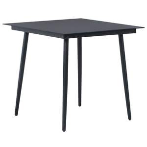 Juego de Comedor de Ratán de PVC Negro y Acero con Recubrimiento en Polvo y Vidrio para Jardín, Muebles de Exterior - Product Image 3