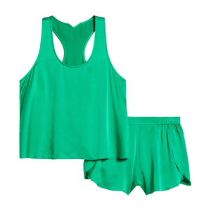 Ropa de Dormir de Alta Calidad para Mujer, Satén Sedoso con Encaje, Camiseta y Pantalones Cortos, Conjunto de Pijama Sexy, Ropa de Noche - Product Image 4