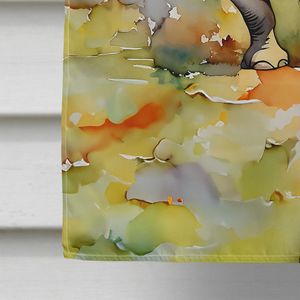 Grand drapeau de maison rhinocéros multicolore Manchon de porche Poteau Décoratif Bannière Illustration Polyester Tenture murale pour l'extérieur - Product Image 4