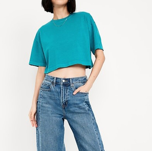 เสื้อครอปท็อปผู้หญิงสไตล์วินเทจ 230gsm พิมพ์โลโก้ตามสั่ง ขายดีประจำฤดูร้อน ทรงโอเวอร์ไซส์ ล้างสีแบบแอซิดวอช คุณภาพสูง - Product Image 6