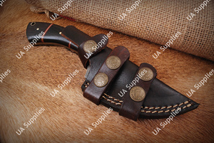 Couteau à lame fixe en acier Damas personnalisé OEM/ODM, vente en gros, chasse, camping, pêche, EDC, étui en cuir - Product Image 6