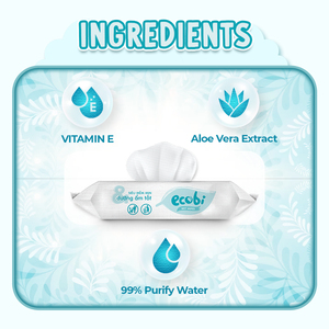 Ecobi Baby Wet Wipes 100% Non-Woven Spunlace Fabric Hypoallergenic Gentle Delicate Skin 80pcs Peart Embossed 15x20 EC80S - Product Image 3