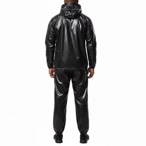 Traje de Sauna con Capucha Negro para Hombre, Fibra de Polietileno, Cintura Elástica, Ropa Deportiva para Todas las Temporadas - Product Image 3