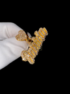 Sólido 10K oro cursiva escritura personalizada fina colgante collar personalizado carta corazón fianza con diamante Natural encanto regalo de moda - Product Image 2