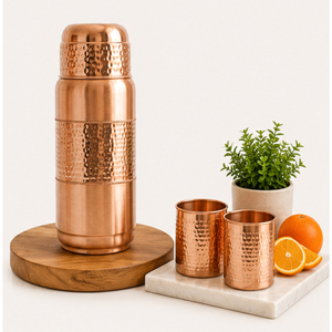 Customized Eco-Friendly Pure <b>Copper</b> Hammered Water <b>Bottle</b> with Secure Lid Modern Design Direct <b>Drinking</b> - Product Image 6