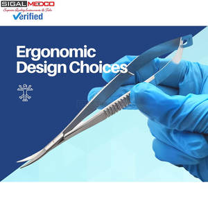 Tijeras Micro Castroviejo Curvas de 5.5 Pulgadas, Juego de 3, con Mecanismo de Resorte Manual, Acero Inoxidable Alemán, Tijeras Quirúrgicas para Coser Hilos - Product Image 5