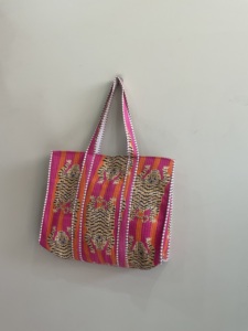 Bohemian Solid Cotton Tote <b>Bag</b> with Kantha Embroidery Open Top Design for Daily Use & Travel All Seasons Made in Rajasthan - Product Image 3