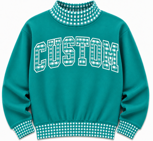 Sweat-shirt à col montant en gingham, personnalisable pour l'école et le collège, vente en gros, OEM ODM - Product Image 5