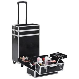 Carrito de Maquillaje de Aluminio Negro con Patrón de Cocodrilo, Organizador Premium - Product Image 6