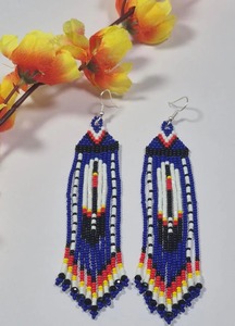 Pendientes de borlas con cuentas hechas a mano, pendientes colgantes con flecos, para regalo, diseño clásico en colores, pendientes de moda con cuentas para mujer - Product Image 2