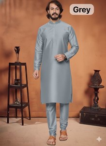 <b>Mens</b> Premium Polyester Wrinkle Free Quick Dry All Seasons <b>Kurta</b> Pyjama Set Traditional Indian Party & Festive Ethnic Wear - Product Image 2
