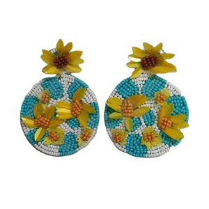 Boucles d'oreilles pendantes à la mode florale Nouvelle arrivée Perles faites à la main transfrontalières Or Tendance Créative pour les fêtes Style chrétien - Product Image 1