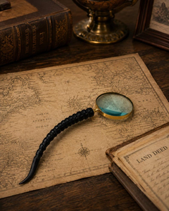Loupe à poignée en corne noire, loupe de lecture vintage en métal, style antique, accessoire de bureau décoratif, classique pour la maison - Product Image 5
