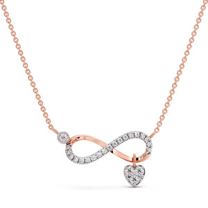 จี้รูปหัวใจแบบวงกลมอินฟินิตี้ประดับเพชรพร้อมสร้อยคอสีโรสโกลด์ - Product Image 2