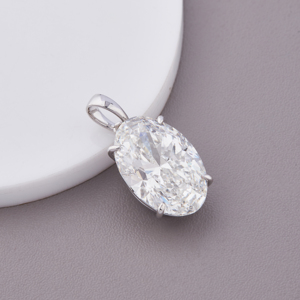 Pendentif solitaire en diamant de laboratoire taille ovale avec sertissage à griffes, plaqué rhodium, certifié IGI, en or blanc/rose/jaune 18 carats - Product Image 4
