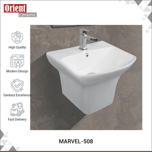 Bulk Exporting Top Notch Quality Made in India Sustainable White Ceramic Wall Mounted Wash <b>Basin</b> half Pedestal for Sale - Product Image 2