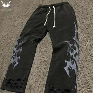 Acid Wash Printing Jogging <b>Trousers</b> For Men Wholesale Rate Best Cotton Fabric Oversized Flared Baggy Men <b>Trousers</b> - Product Image 4