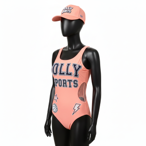 Maillot de bain une pièce pour femme en tissu polyester et élasthanne doux, avec empiècements en mesh respirant, impression de logo personnalisée. - Product Image 4