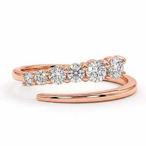 Solid 10k 14k 18k Gold 0.38CT E Color VS1 Round Brilliant Lab Grown Diamond Open Gap <b>Ring</b> Cuff <b>Stacking</b> Band Wedding <b>Ring</b> - Product Image 3