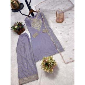Designer Women's Party Wear <b>Suit</b> Set with Beautiful Lace Border - Product Image 3