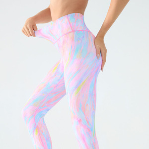 New Arrival New Style Custom Women High Waist Printed Spandex/Nylon Four-Way <b>Stretch</b> <b>Leggings</b> Workout Fitness Gym Wear Butt Yoga - Product Image 2