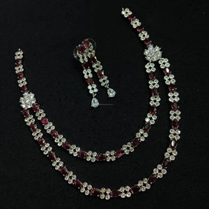 Classic American Diamond Bridal Jewelry <b>Set</b> Two-Piece <b>Necklace</b> <b>and</b> <b>Earrings</b> for Wedding Fashionable Classic Style - Product Image 1