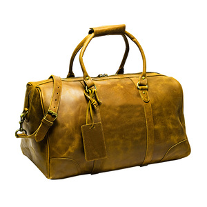 Genuine Leather Portable Weekender Duffel <b>Bag</b> Large Capacity Travel <b>Overnight</b> Carry Luggage Zipper Adjustable Shoulder Strap - Product Image 6