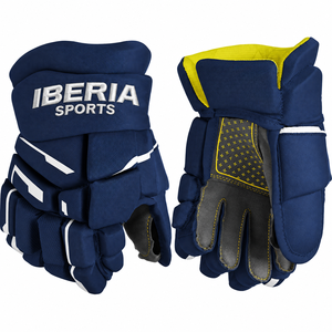 IBERIA Premium <b>Navy</b> Blue Red Yellow Ice Hockey <b>Gloves</b> | Protective Hockey Player <b>Gloves</b> | Custom OEM Wholesale - Product Image 4