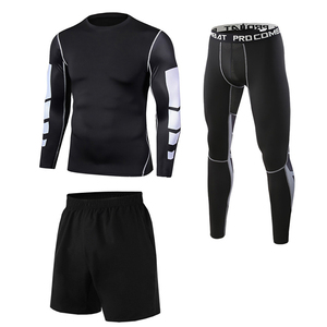 Ensemble de sport pour homme, noir, respirant, écologique, recyclable, compression, fitness, sans couture, short d'entraînement en plein air imprimé - Product Image 5
