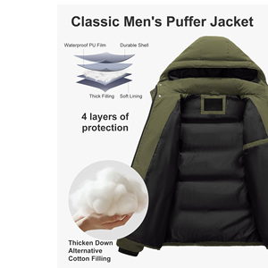Men's Winter Puffer <b>Jacket</b> With Stand Collar Zipup Design Breathable Quick Drying Outing To Wear Low Price <b>Waterproof</b> <b>Jacket</b> Men - Product Image 5