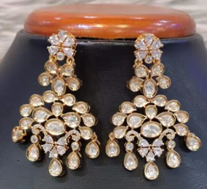 Ethnic Best Quality <b>Gold</b> Plated Kundan Stones Look Necklace <b>Set</b> With <b>Earrings</b> Indian Wedding Party Wear Collection or Women - Product Image 2