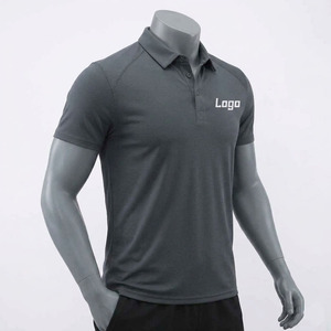 Polo de Punto de Manga Corta Gris Oscuro para Hombre con Logotipo Estampado en la Parte Delantera, de Secado Rápido y Estilo Casual - Product Image 2