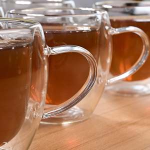 Classic Vintage Glass Tea <b>Cup</b> Set of 6 Double Wall Coffee Mugs Food Safe and <b>Reusable</b> with Sublimated Logo for Hotels Gifts - Product Image 6