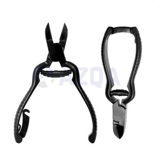 Coupe-ongles professionnels avec ressort cylindrique et verrouillage arrière pour ongles épais ou durs, en acier inoxydable plaqué noir - Product Image 2