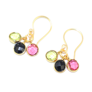Pendientes Colgantes de Moda con Tres Piedras de Cuarzo Hidrotermal, Chapados en Oro de 22K, para Fiestas, para Chicas y Mujeres, Joyería Hecha a Mano, Venta al Por Mayor - Product Image 2