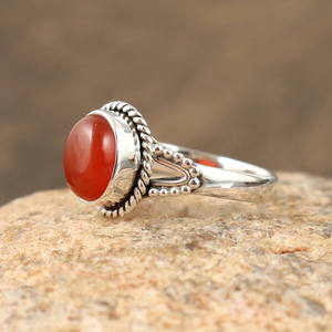 Carnelian Gemstone Midi <b>Ring</b> 925 Silver Handmade <b>Statement</b> <b>Ring</b> Boho Jewelry - Product Image 6