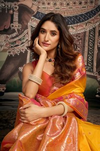 ประดับด้วยตัวคุณเองอย่างสง่างามทำให้ทุกช่วงเวลาที่ราชวงศ์ดื่มด่ำไปกับความเหนือกาลเวลาผ้าไหมส่าหรีผ้าไหมเนื้อนุ่มพรีเมียม - Product Image 4