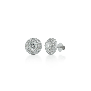 Boucles d'oreilles solitaires en diamant taillé brillant plaqué rhodium, bijoux de luxe pour femmes, cadeau pour fiançailles, mariage, anniversaire, fête - Product Image 1