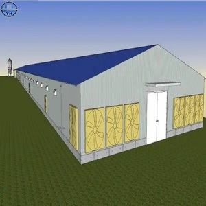 Structure en acier léger préfabriquée pour abri de vaches, cochons, poulets, chevaux, chèvres, ferme, grange, bâtiment d'élevage avicole - Product Image 1