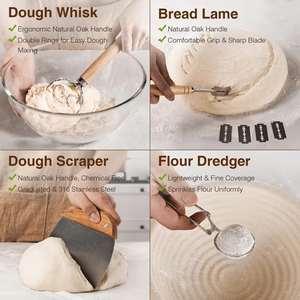 Set di Utensili Speciali per Pane da 9 Pollici di Diametro: Ciotola per Lievitazione con Coperchio, Impastatrice, Grattugia per Impasto, Raschietto - Product Image 4