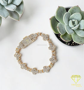 Bracelet fleur en diamant Moissanite VVS de luxe de haute qualité pour femmes, en argent sterling 925 plaqué or, bijoux floraux - Product Image 3