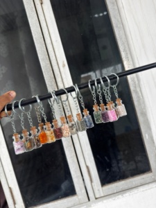 Handmade Gemstone <b>Bottle</b> Keychains With <b>Cork</b> Stopper Natural Crystal Chips Portable Jar Charms For Home Feng Shui Decoration - Product Image 2