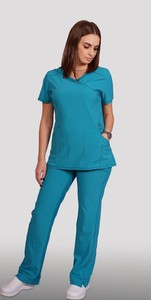 Wholesale Custom <b>Scrubs</b> For Women Set V-Neck Stretch Fit <b>Scrub</b> Top & Jogger <b>Scrub</b> Pants Multi Pocket Medical Nurse Uniforms Sets - Product Image 3