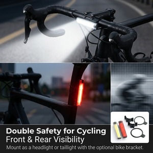 Clip Rechargeable LED Bicycle Rear Light Red and White Type-C USB <b>Charging</b> Cycling Safety <b>Lamp</b> Waterproof IPX4 - Product Image 3